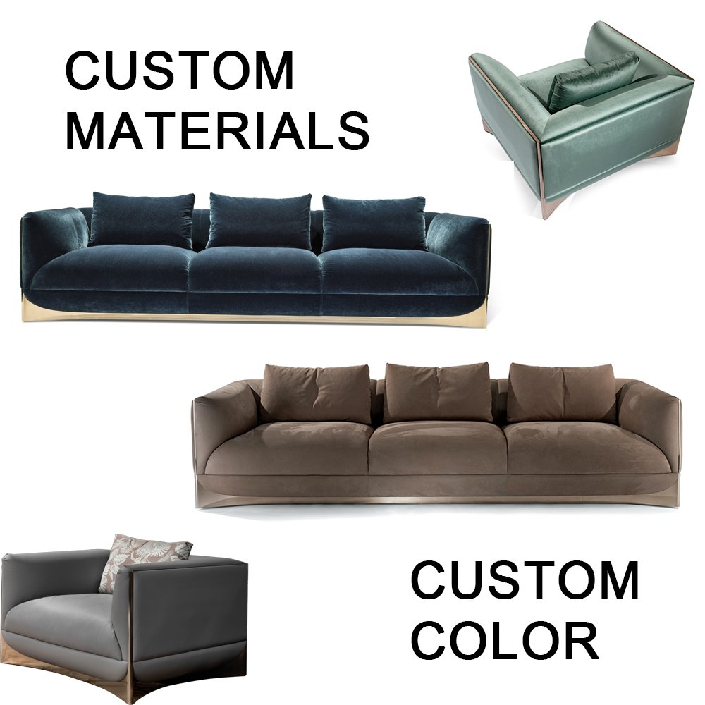 high quality very comfortable sofa set furniture luxury modern fabric velvet dark blue sofa