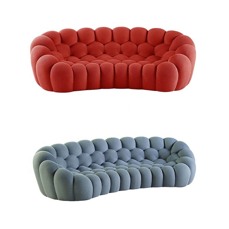 Italian fabric modern corner sofas set luxury 3 seater couch furniture for living room comfort curved bubble sectional sof