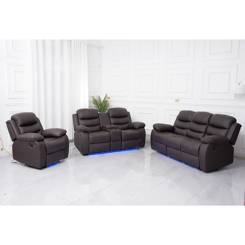 Wholesale Price Modern Luxury Leather 3+2+1 Manual Recliner Sectional Sofa Set Furniture Living Room Sofas