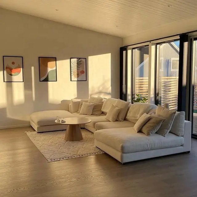 Zhida Modern large soft nordic sofa set Sweef living room furniture white couch u shaped fabric modular sectional sofa