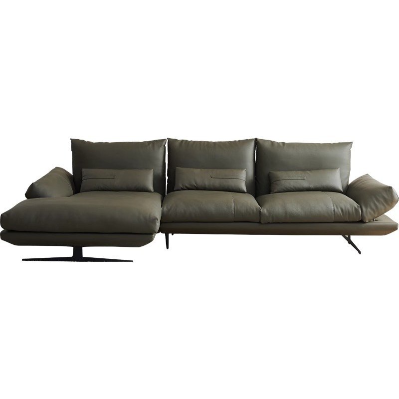 Italian top layer cowhide sofa high-end villa living room minimalist leather beancurd block shaped down sofa