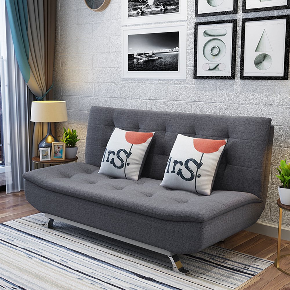 Cheap Modern Design Fabric I Shape Couch Sofa Cum Bed Folding Sleeping Sleeper Single Floor Sofa Chair Beds Living Room Sofas