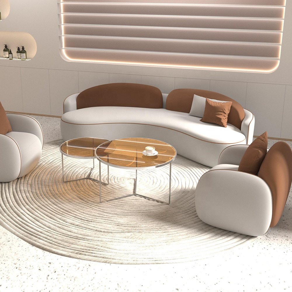 Home Living Room Furniture Sofas Teddy Modernos Round Lounge Nut Circle Bean Curved Sofa Couch White Boucle Modern Sofas