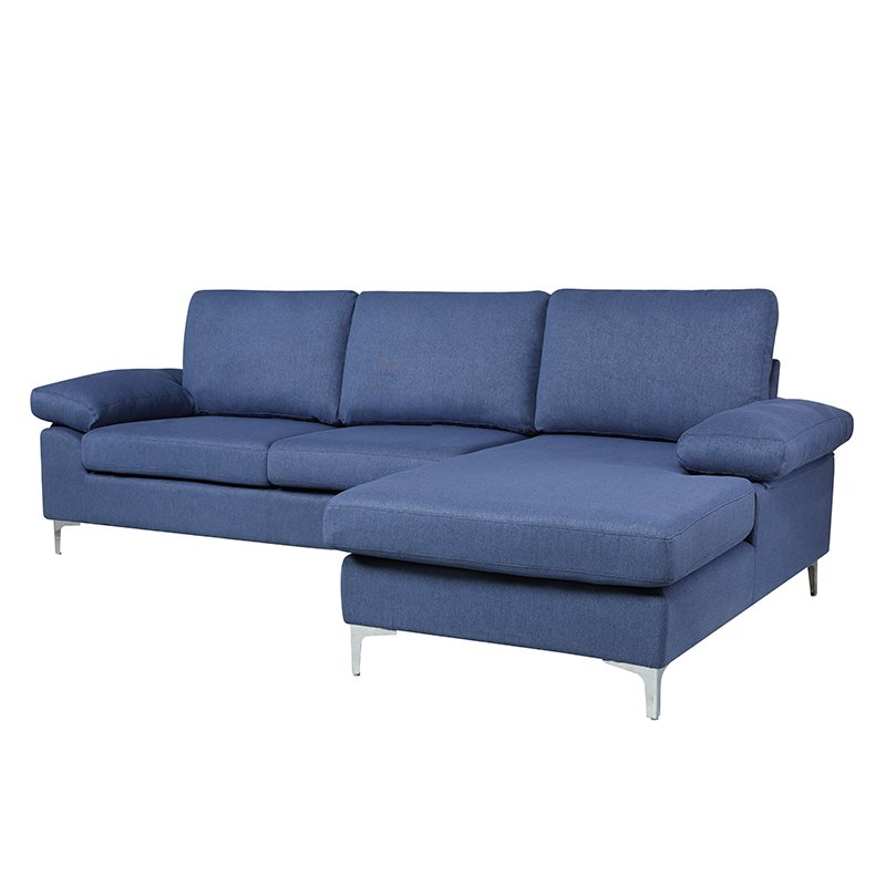 Hot Modern High Quality Kd Sofa Furniture Cozy Blue Fabric L Shape Living Room Sofa With High Loading Quantity