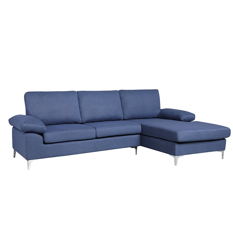 Hot Modern High Quality Kd Sofa Furniture Cozy Blue Fabric L Shape Living Room Sofa With High Loading Quantity