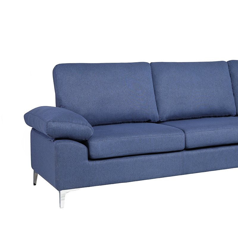 Hot Modern High Quality Kd Sofa Furniture Cozy Blue Fabric L Shape Living Room Sofa With High Loading Quantity
