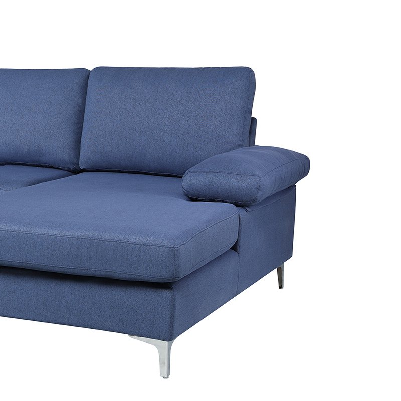 Hot Modern High Quality Kd Sofa Furniture Cozy Blue Fabric L Shape Living Room Sofa With High Loading Quantity