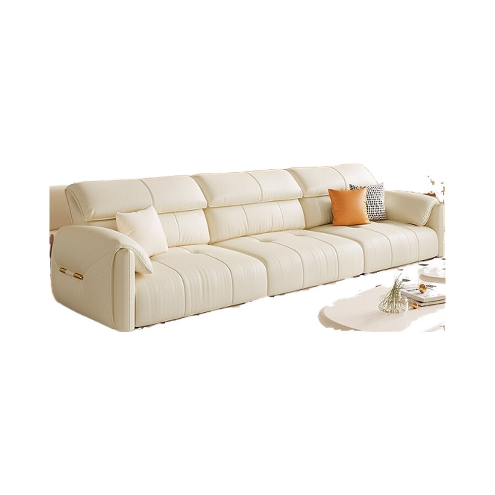 Light luxury white leather sofa Simple modern Elephant Ear Hotel Villa newly designed living room sofa
