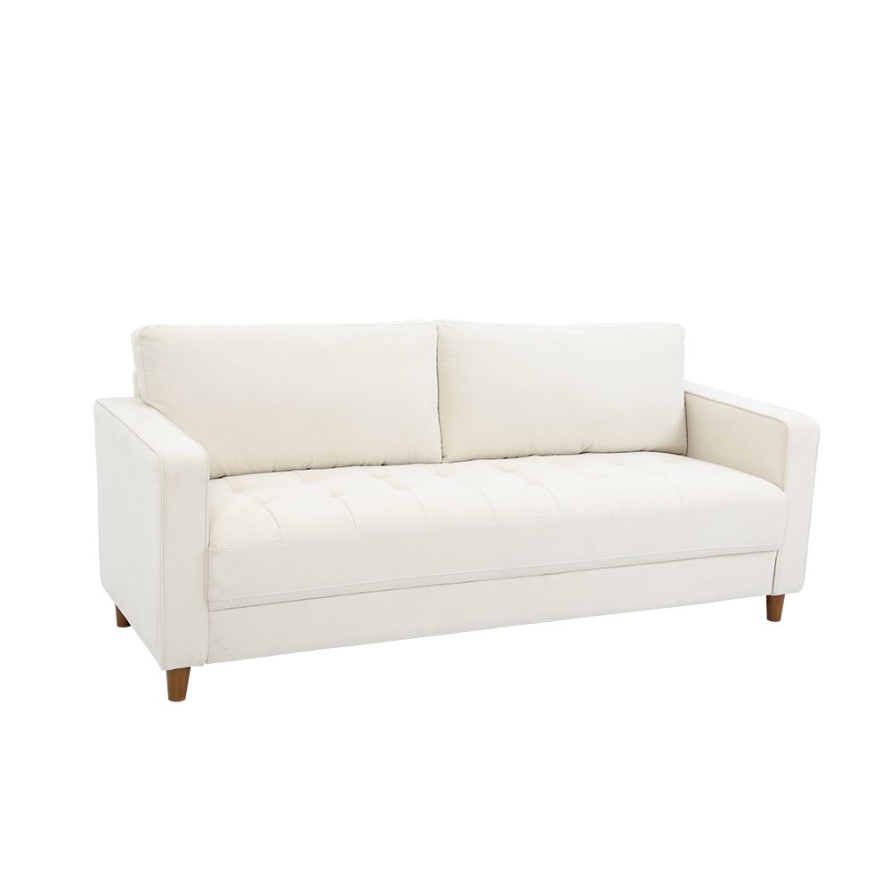 Simple removable beige velvet combination small packaging quality white velvet living room sofa set