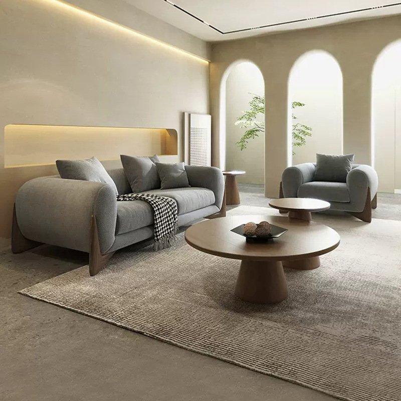 Modern Style Simple Living Room Modern Luxury White Casual Wooden Leg Sofa Set Furniture Casual Suite Sofa Couch