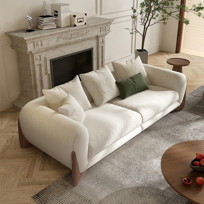 Modern Style Simple Living Room Modern Luxury White Casual Wooden Leg Sofa Set Furniture Casual Suite Sofa Couch