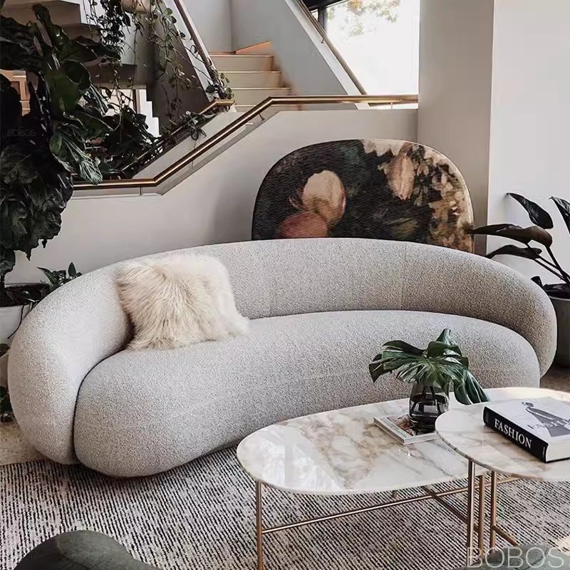 Manufactory Home Furniture European Classic Velvet Fabric curved sofa Set for Living Room