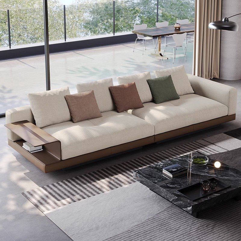 Head layer cowhide Connery straight sofa for three people, light luxury leather, modern and minimalist living room sofa