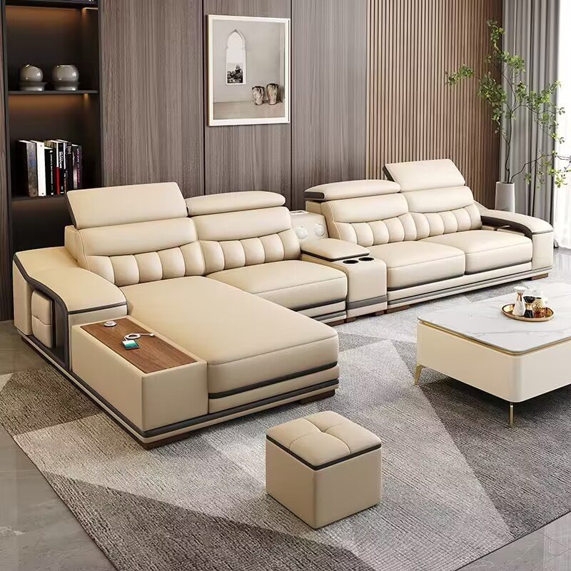 Microfiber Fabric sofa sectional USB charging audio black living room sofas Furniture sets modern American style lounges sofa