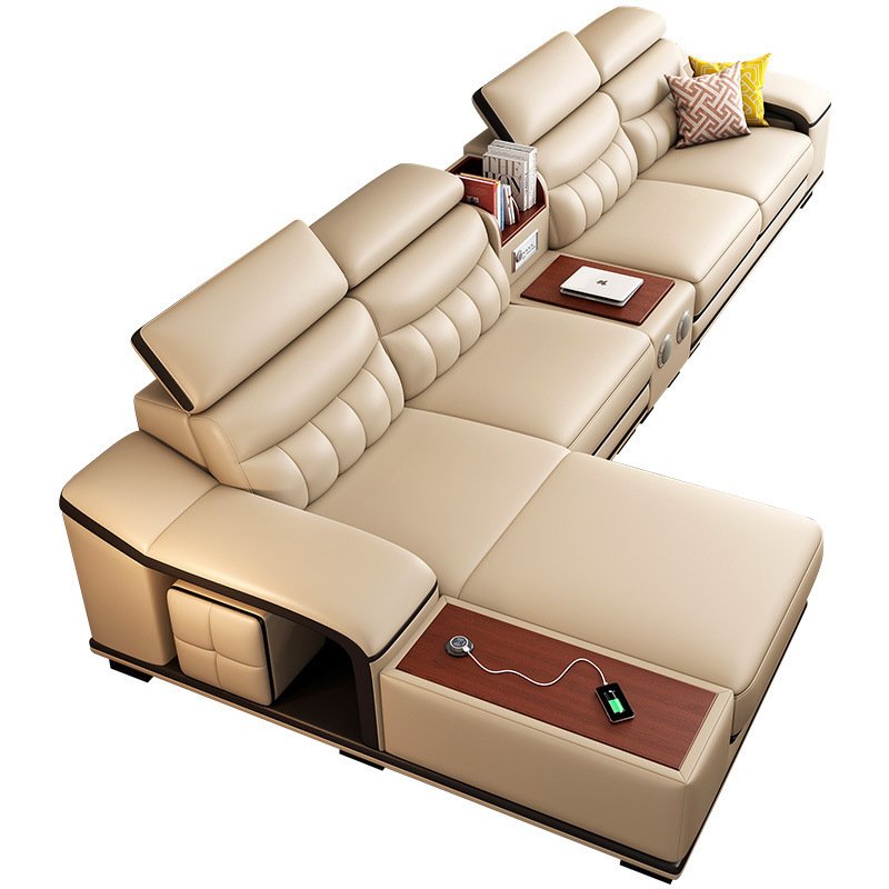 Microfiber Fabric sofa sectional USB charging audio black living room sofas Furniture sets modern American style lounges sofa