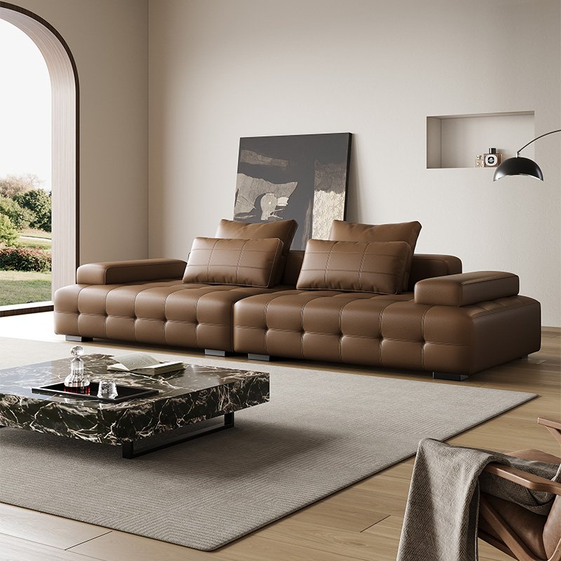 2024 Modern Combined Living Room Sofa Home Furniture High-end Light Luxury Leather Sofa