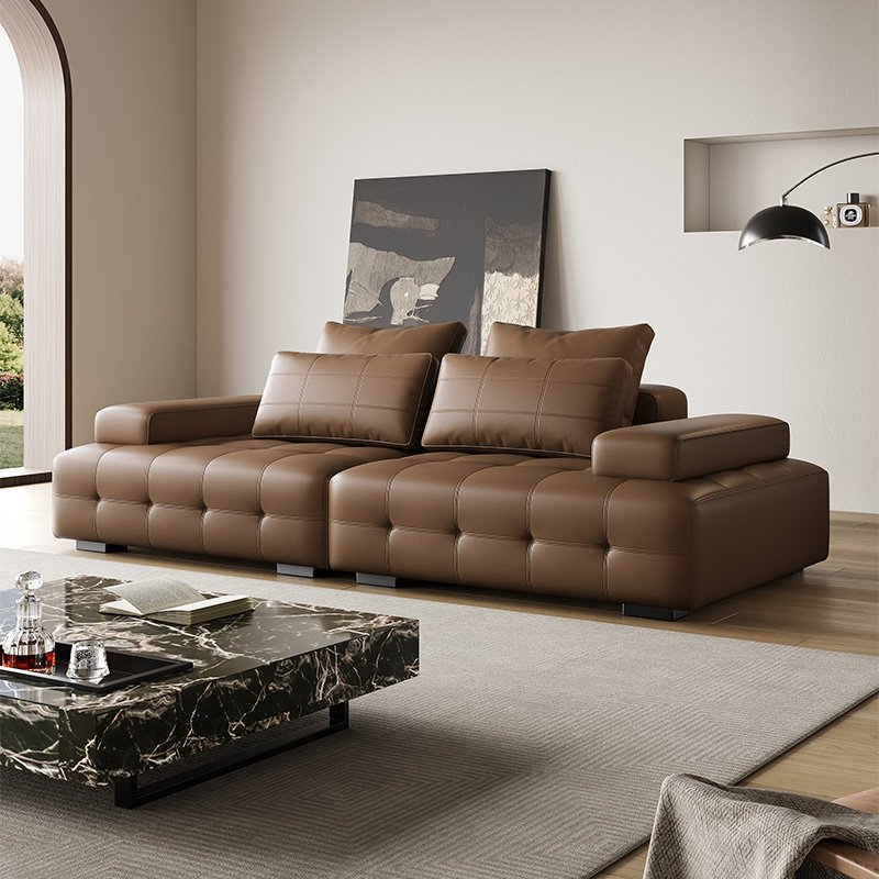 2024 Modern Combined Living Room Sofa Home Furniture High-end Light Luxury Leather Sofa