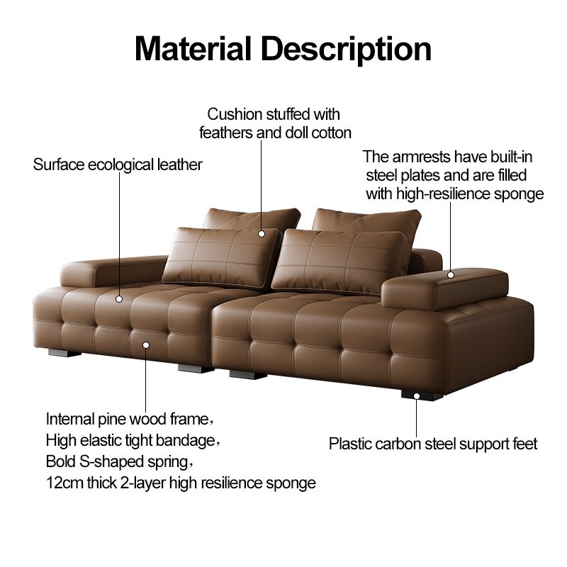 2024 Modern Combined Living Room Sofa Home Furniture High-end Light Luxury Leather Sofa
