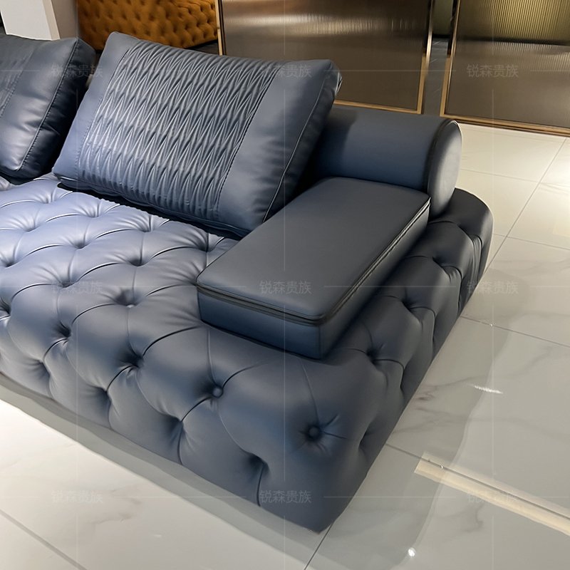 MO LAN Light luxury leather art solid wood Italian trio combination postmodern large apartment living room sofa