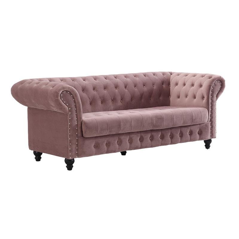 3 Seater European Classical Fabric Chesterfield Living Room Sofa Simple Modern Pink Sofa
