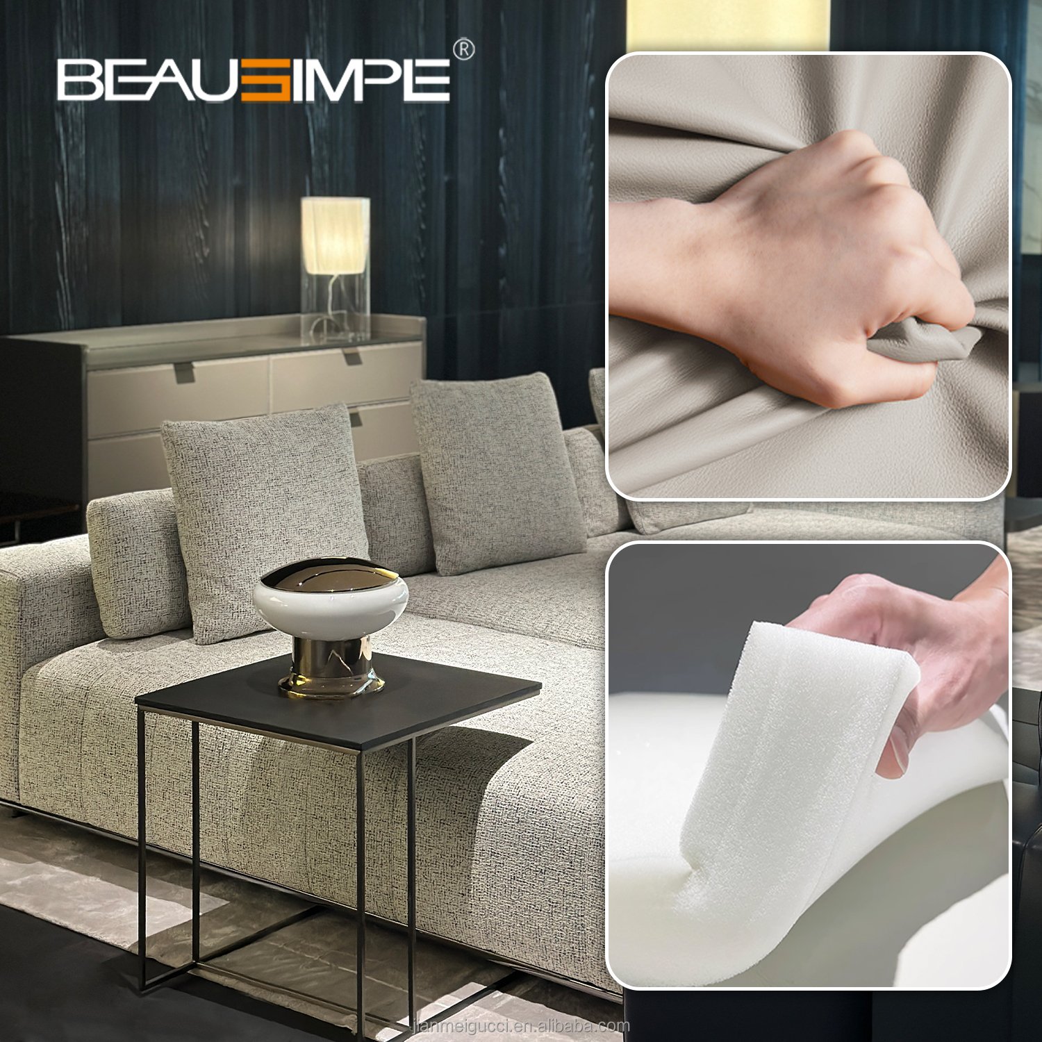Freeman Italian Sofa Minimal Full Leather High End Villa Couch Living Room Sofas Furniture Collection Corner Combination Sofa