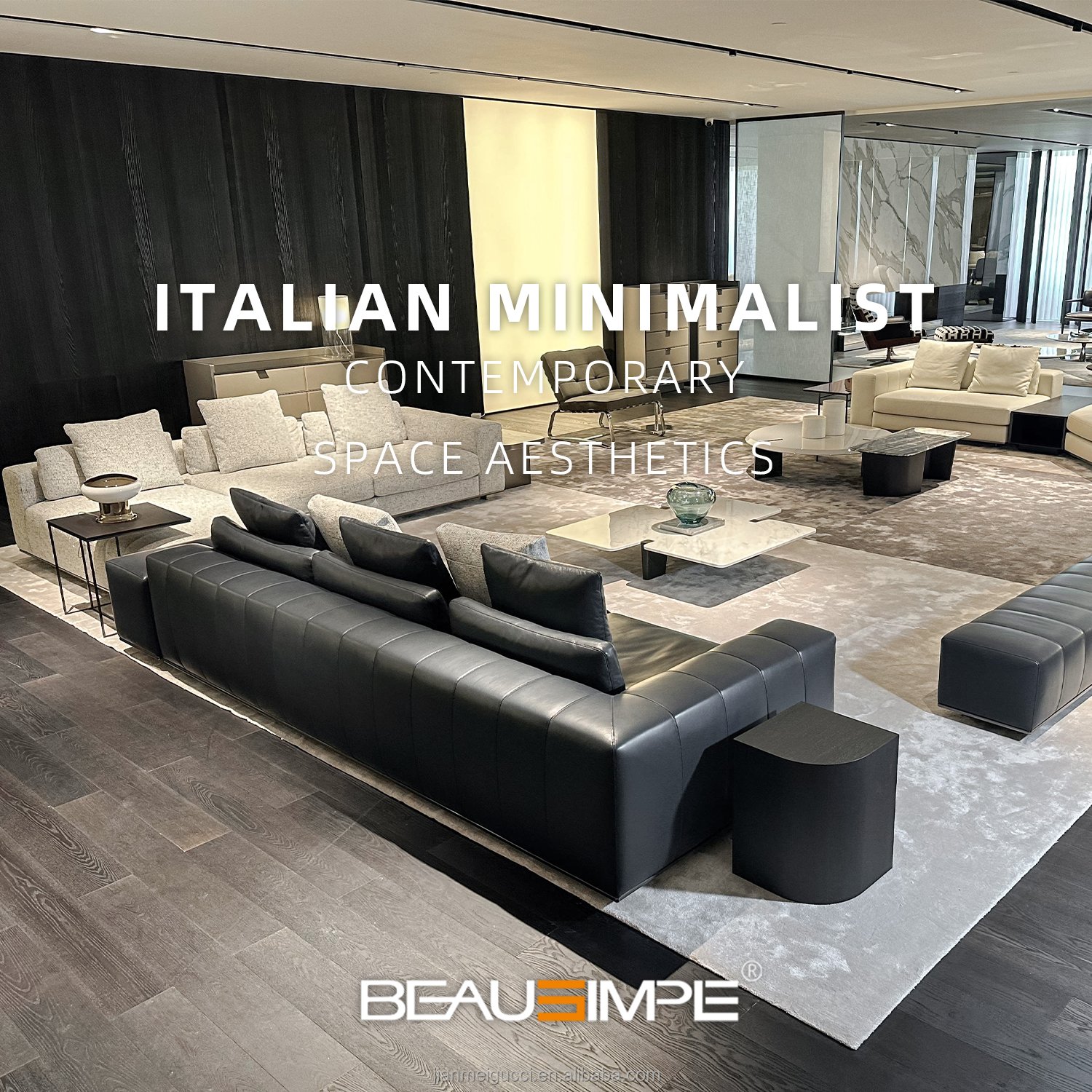 Freeman Italian Sofa Minimal Full Leather High End Villa Couch Living Room Sofas Furniture Collection Corner Combination Sofa