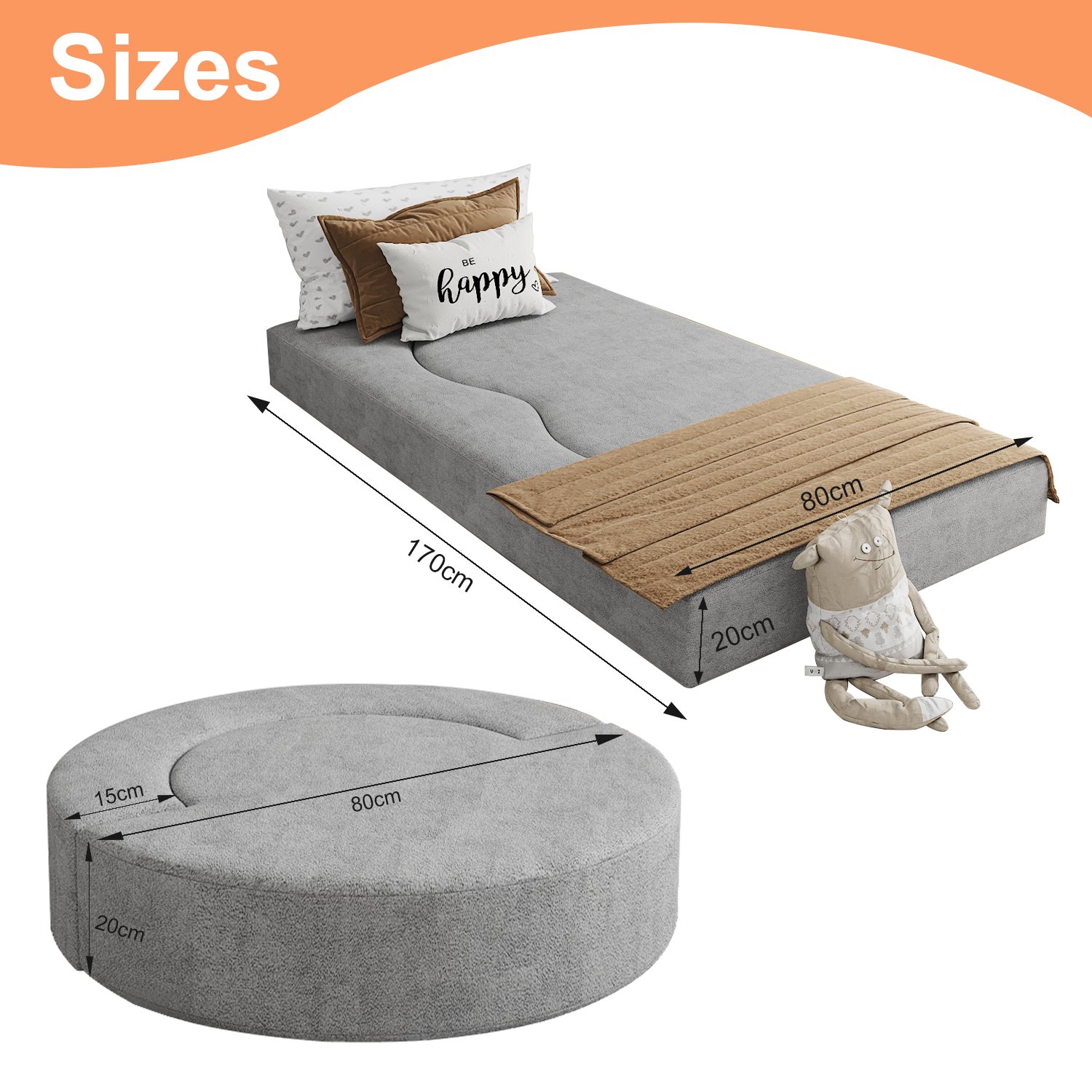 European Design Curved Couch Teddy Gray Sofa Set Furniture Semi Circle Modern Micro-suede fabric Design Living Room Sofa