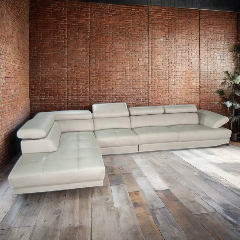 Nordic L Shaped Genuine Leather Living Room Sofa Set Solid Wood Frame for Home Furniture