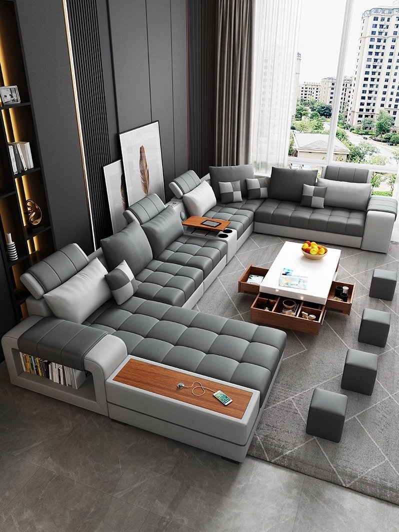 Comfortable Shape Fabric Sectional Living Room Sofa Royal Sofa Set 7 Seater Living Room Furniture Designs