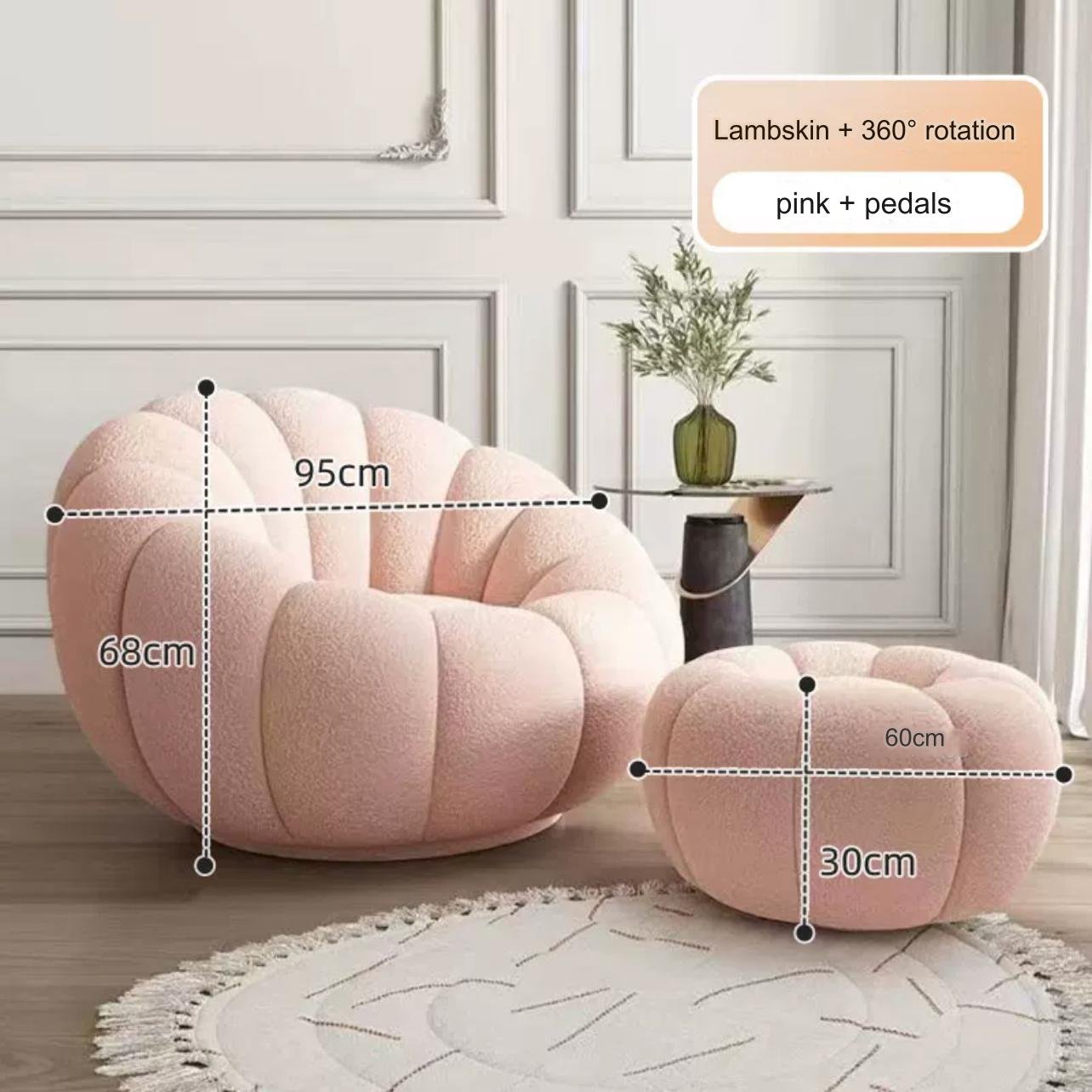 Nordic Pumpkin Lounge Chair Lazy Couch Lamb Plush Gray Tatami Light Luxury Bedroom Small Lazy Single Seat Sofa