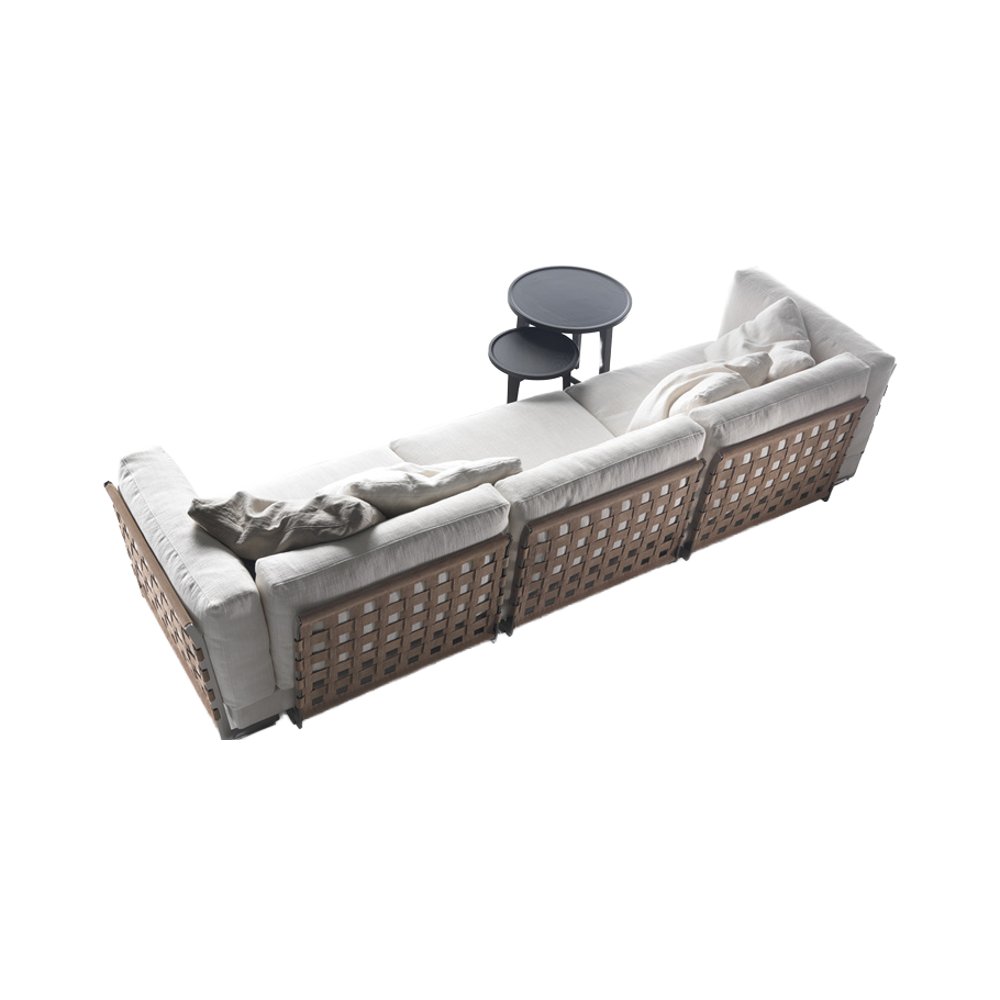 Solid Wood inner frame Saddle leather braided straps Saddle Leather high end fabric Modern living room sofa Set