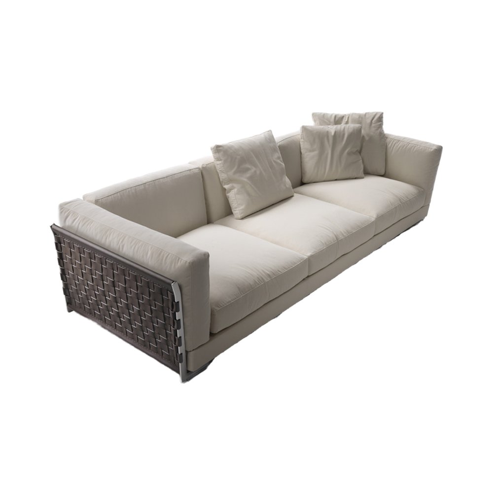 Solid Wood inner frame Saddle leather braided straps Saddle Leather high end fabric Modern living room sofa Set