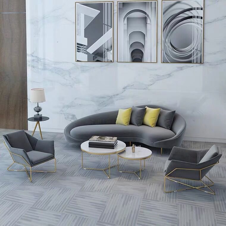 Colorful Contemporary Modern furniture velvet Living room sofa with metal leg Home bar sofa for Office