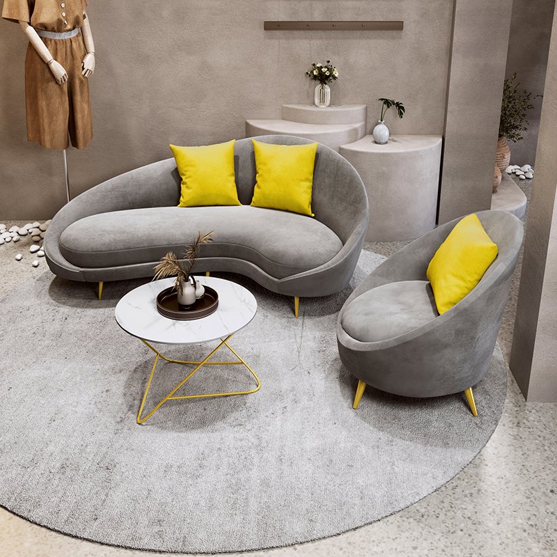 Colorful Contemporary Modern furniture velvet Living room sofa with metal leg Home bar sofa for Office
