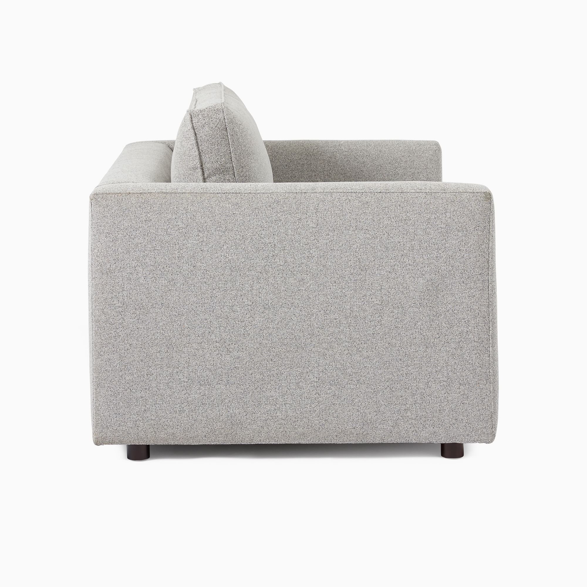 Mid-century Modern Simple Streamlined Comfortable Design Wooden Frame White Velvet Fabric Square Seating Living Room Love Sofa