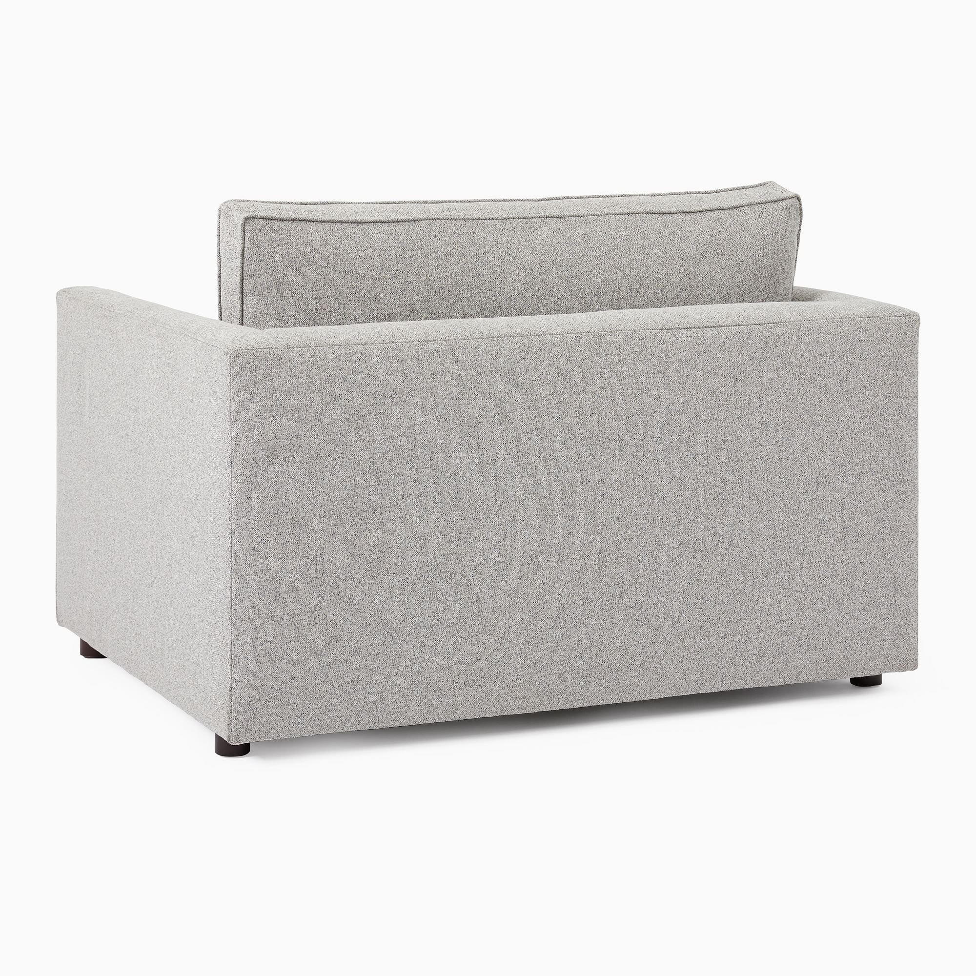 Mid-century Modern Simple Streamlined Comfortable Design Wooden Frame White Velvet Fabric Square Seating Living Room Love Sofa