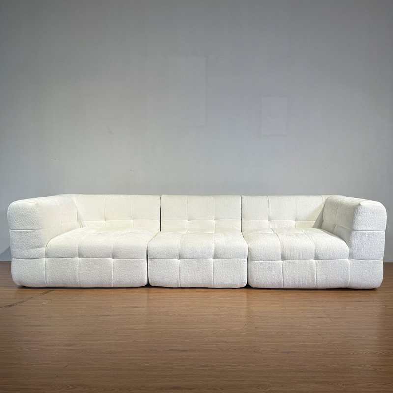 French Cream Style Cotton Candy Modular Sofa Set Nordic Popular Small Apartment Living Room Furniture Vacuum Compressed
