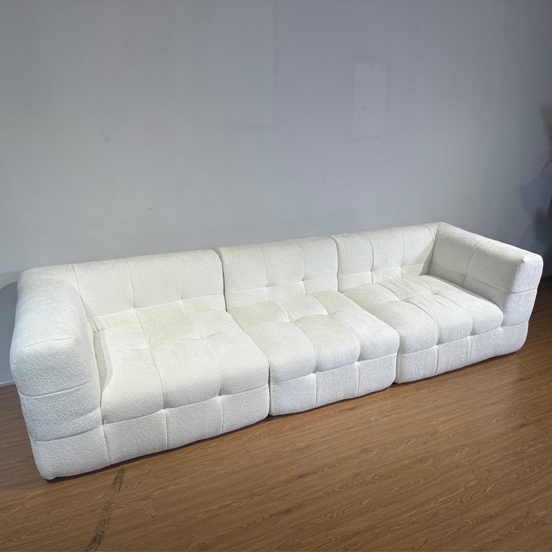 French Cream Style Cotton Candy Modular Sofa Set Nordic Popular Small Apartment Living Room Furniture Vacuum Compressed
