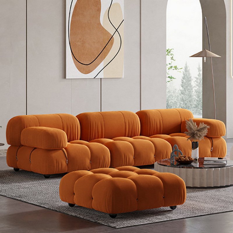 Royal luxury velvet fabric sofa modern designer furniture low arm module living room sofa