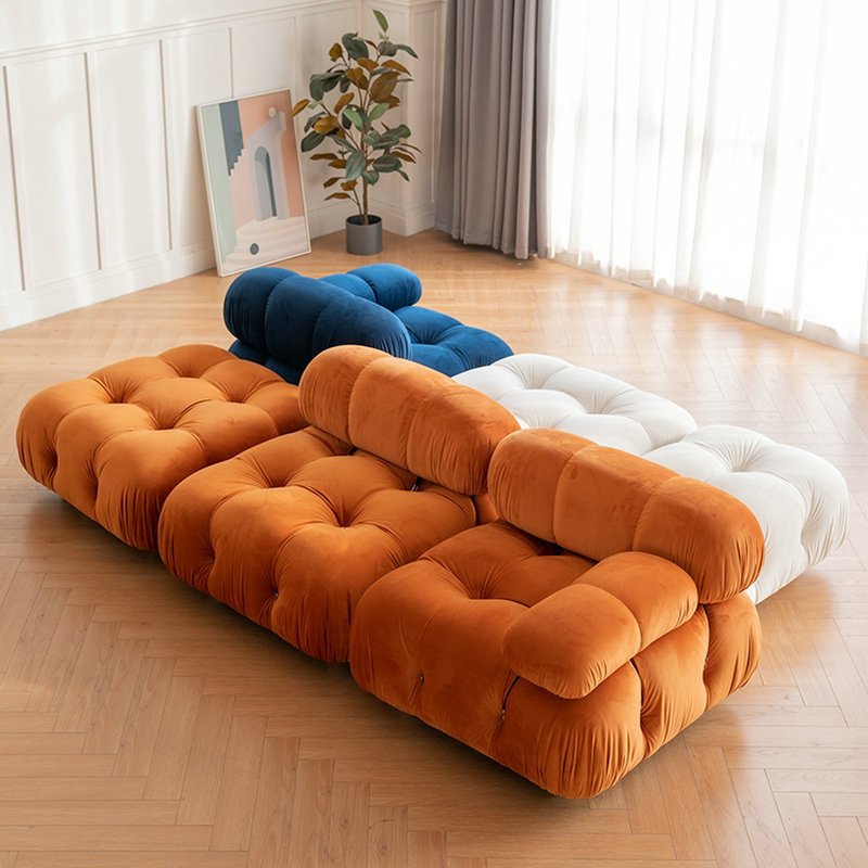 Royal luxury velvet fabric sofa modern designer furniture low arm module living room sofa