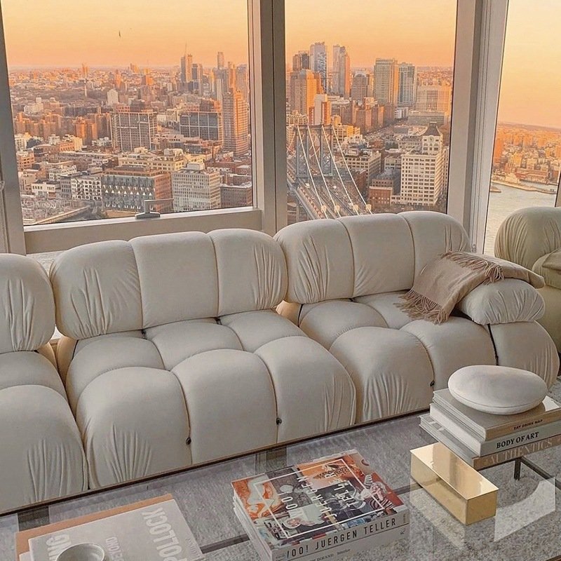 Royal luxury velvet fabric sofa modern designer furniture low arm module living room sofa