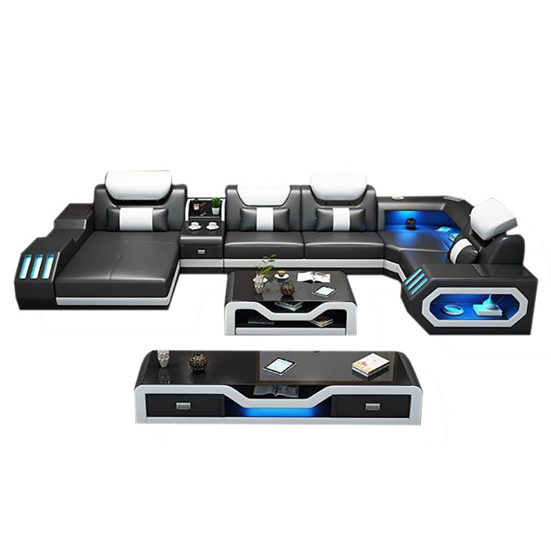 Hot Sale Modern LED Couch Living Room Furniture Sofa Set Sectional Genuine Leather Living Room Sofas