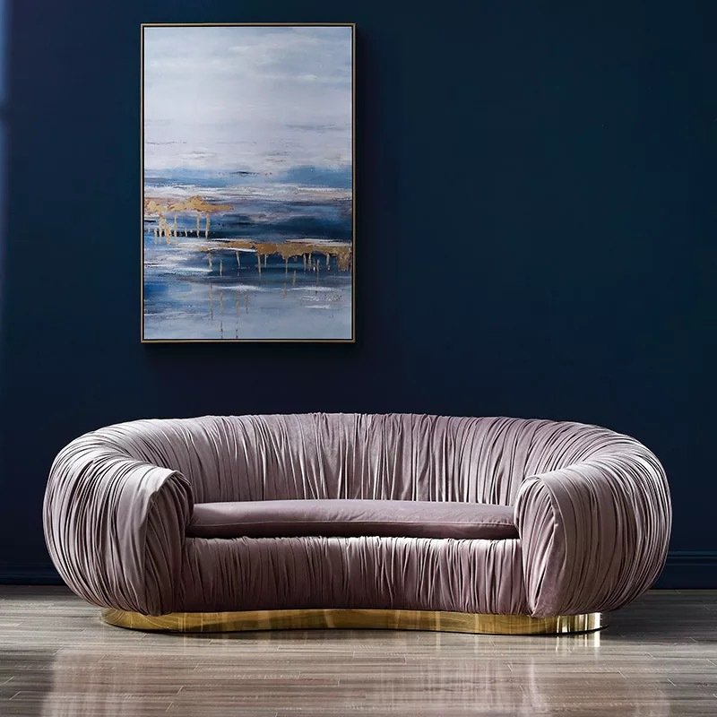 Living Room Sofas Italian luxury modern minimalist three-person villa living room leather sofa