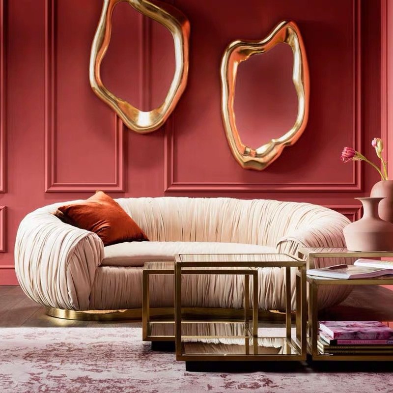 Living Room Sofas Italian luxury modern minimalist three-person villa living room leather sofa