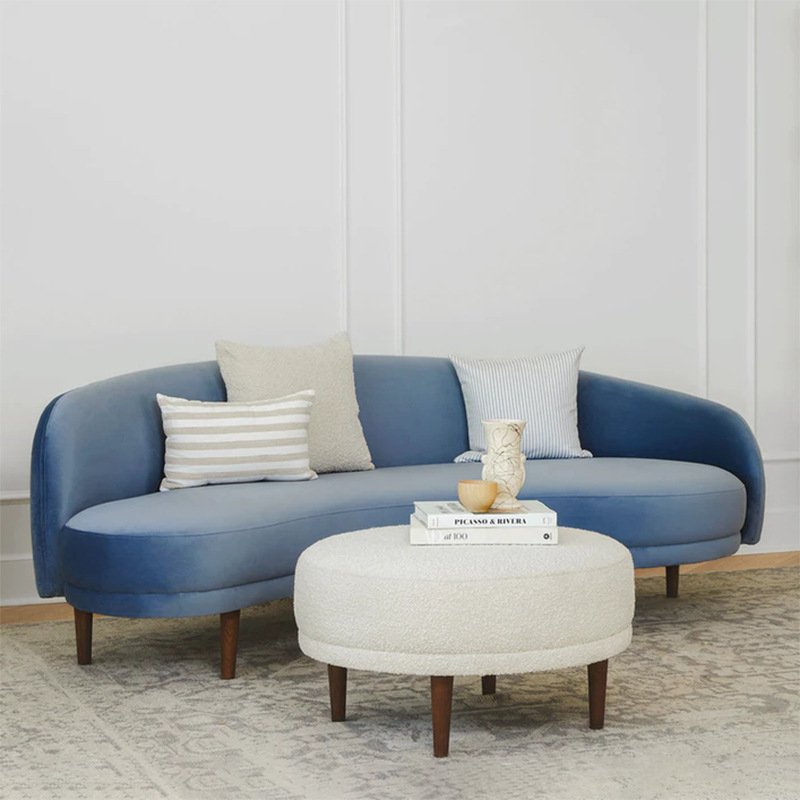 Modern Curved Sofa Set Furniture Fabric Round White Living Room Sofa Apartment Boucle Semi-circular Sofa