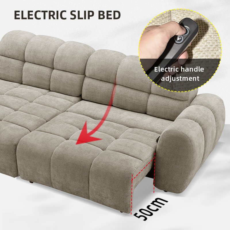 Modern lounge corner electric slider Fabric living room sofa with sliding 50cm sofa bed for hotel and villa sofa bed