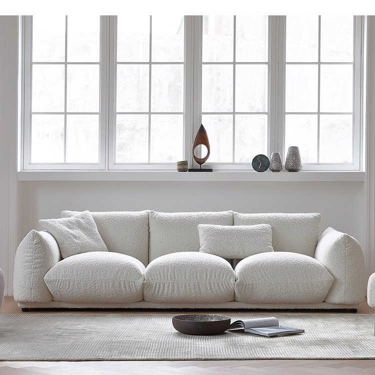 Modern Minimalist Boucle Sofa White for Villa Apartment Living Room