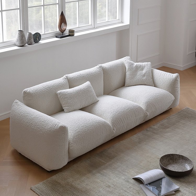 Modern Minimalist Boucle Sofa White for Villa Apartment Living Room