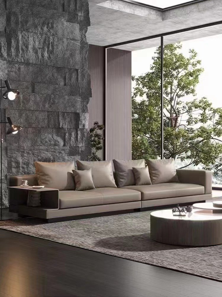 Different Size Modern Italian Living Room Sofa Genuine Leather Straight Sofa With cup Holder And Left Or Right Hand