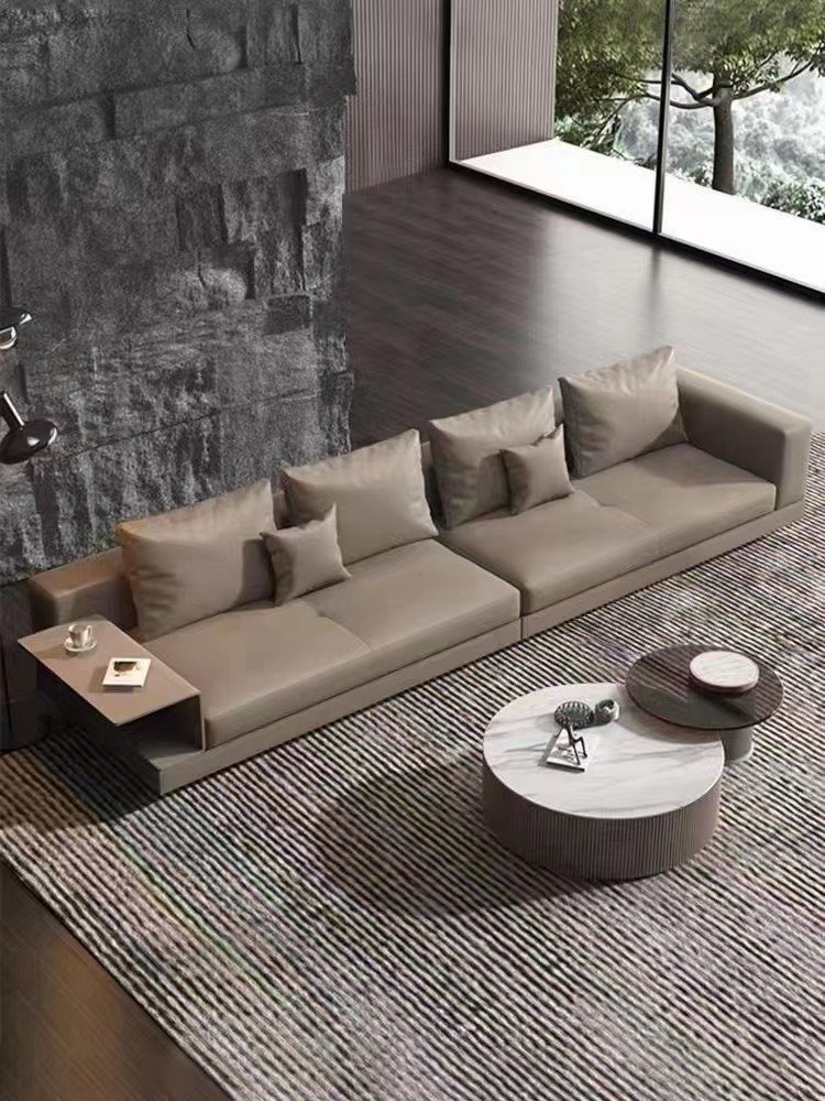 Different Size Modern Italian Living Room Sofa Genuine Leather Straight Sofa With cup Holder And Left Or Right Hand